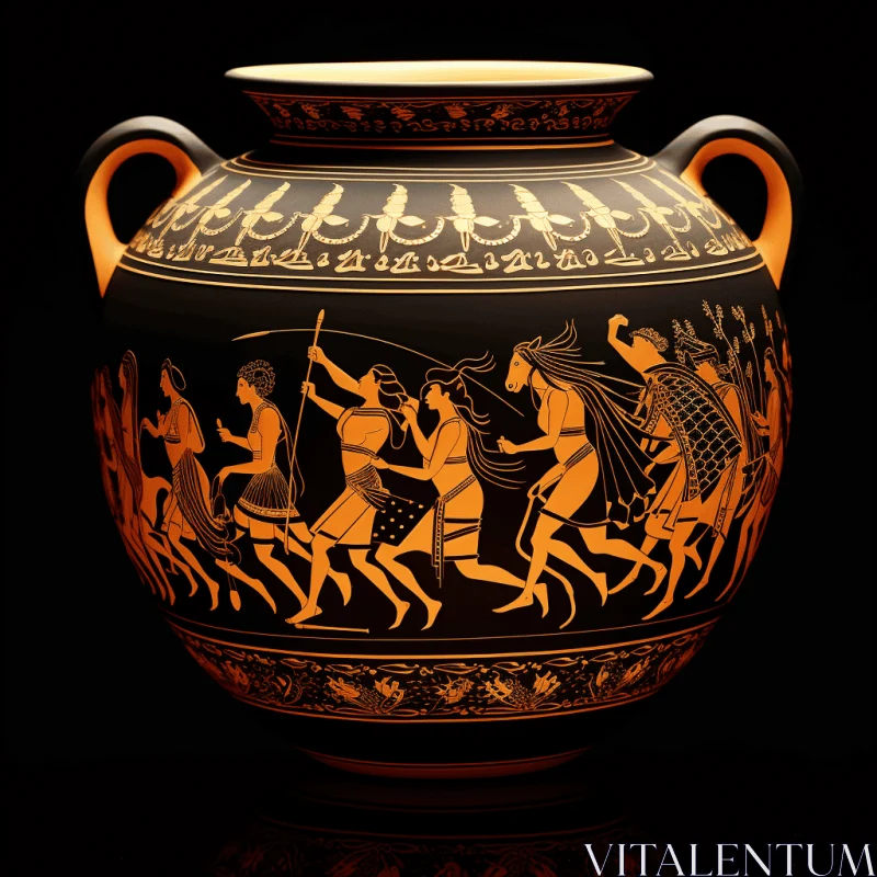 Captivating Black and Orange Vase with Intense and Dramatic Lighting | Hellenistic Art AI Image