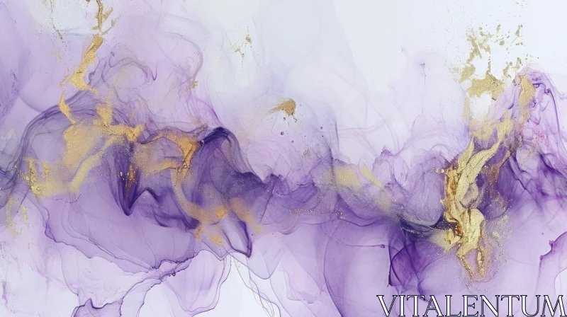 Luxurious Abstract Art in Purple and Gold AI Image