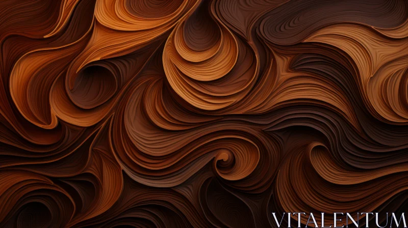 Brown Waves 3D Rendering - Abstract Art Background AI Image