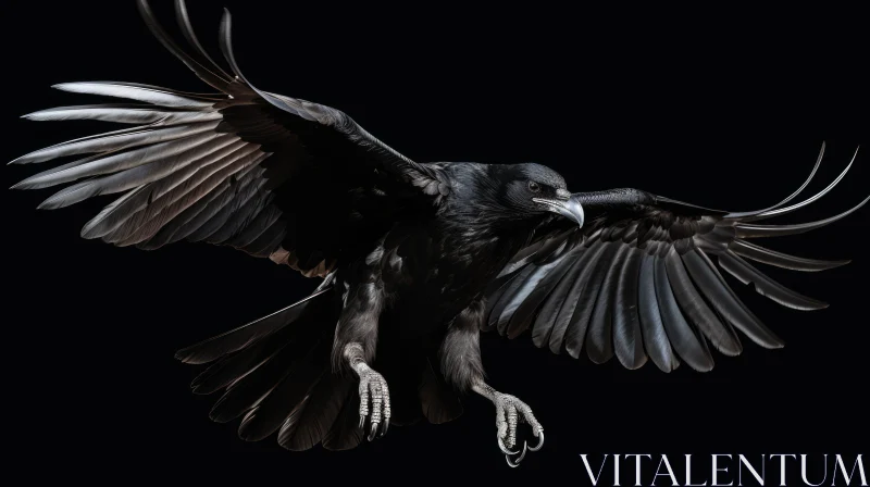 Majestic Raven in Flight | Black Bird Photography AI Image