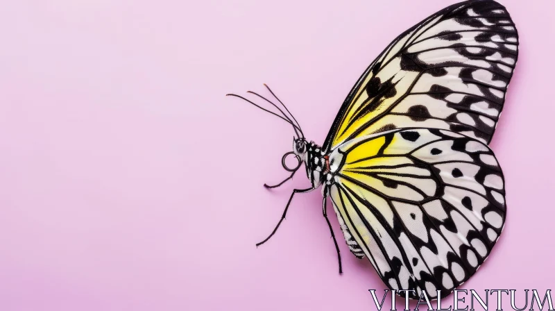 Idea leuconoe Butterfly on Pink Background AI Image