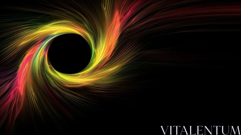 Radiant Multicolored Spiral on Black Background AI Image