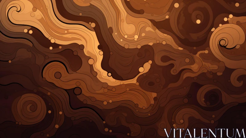 Swirling Brown Abstract Painting for Home and Office Decor AI Image