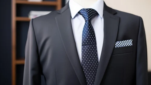 Elegant Man's Dark Suit with Blue Tie | Fashion Photography