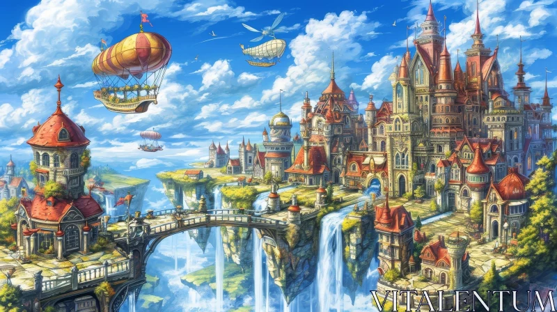 Enchanting Fantasy Painting of a Floating City AI Image