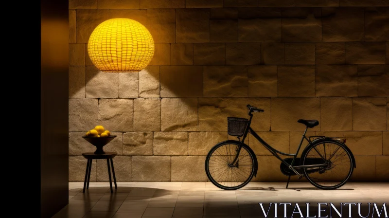 Serene Urban Scene with Bicycle and Lemons AI Image