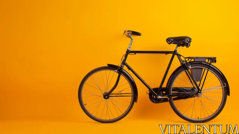 Vintage Bicycle Against Yellow Background AI Image