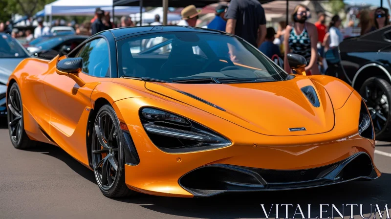 Yellow McLaren 720S Sports Car in Parking Lot AI Image