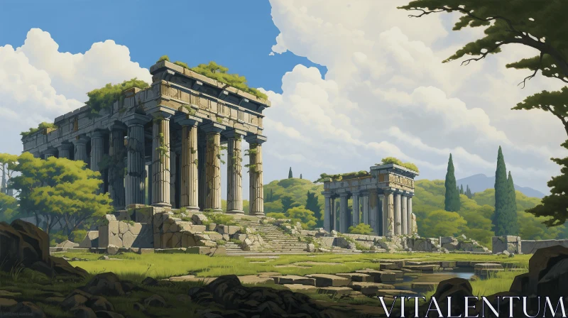 Captivating Ancient Greek City Painting in Anime Art Style AI Image