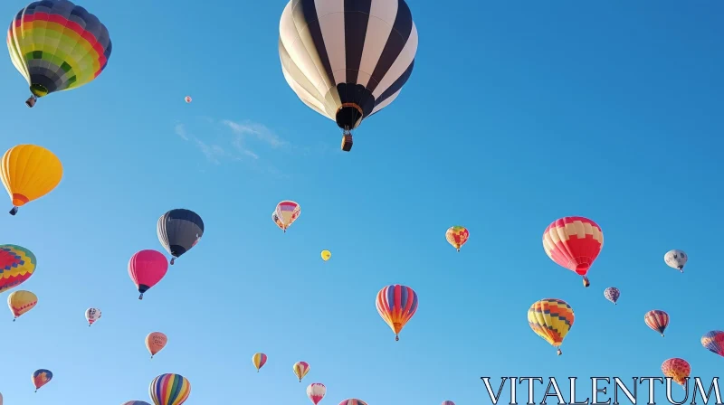 Colorful Hot Air Balloon Festival in Blue Sky AI Image