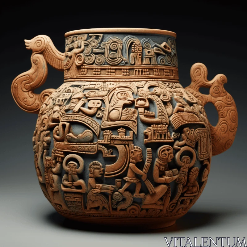 Captivating Ancient Maya Ceramic Jar | Exquisite Craftsmanship AI Image