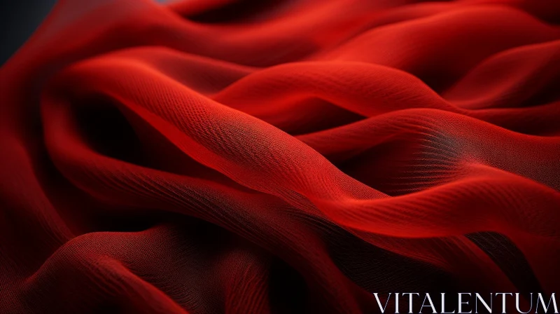 Elegant Red Silk Fabric with Wavy Pattern - Luxurious Texture AI Image