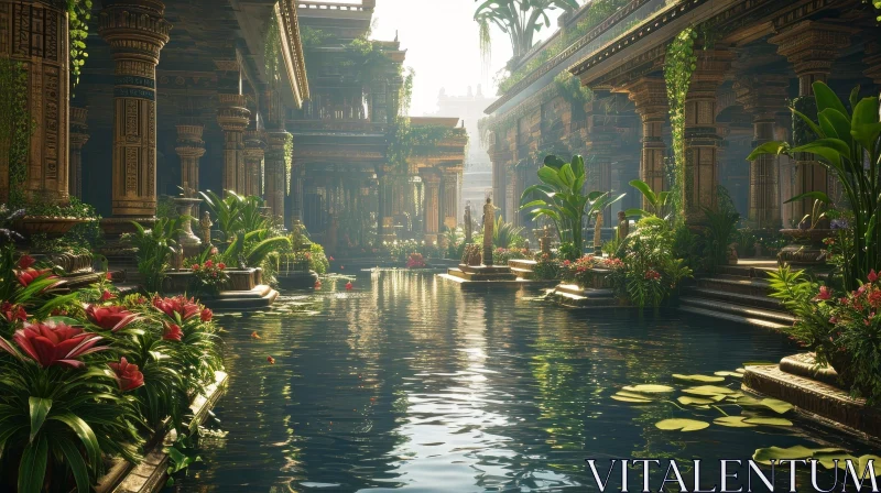 Majestic Ancient City in Lush Jungle - Artistic Rendering AI Image