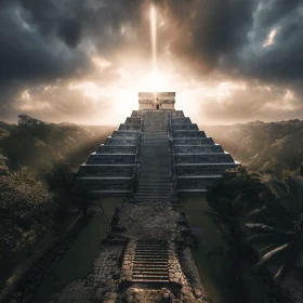 Mysterious Mayan Pyramid: Cinematic Atmosphere and Moody Lighting