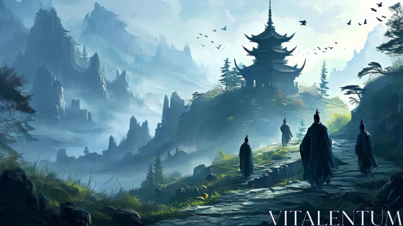 Serenity in Chinese Landscape Painting AI Image
