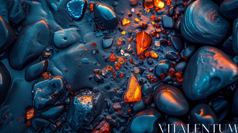 Tranquil Beach Stones Close-Up AI Image