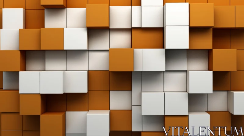 Modern 3D Abstract Cubes in Orange and White AI Image