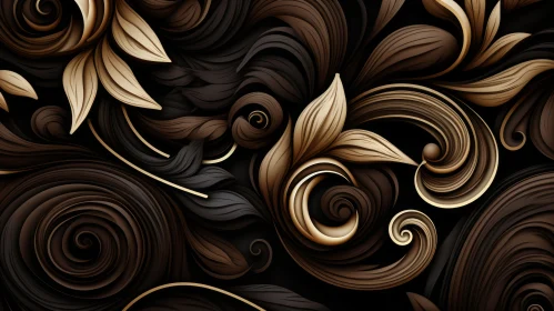 Brown and Black Floral Seamless Pattern