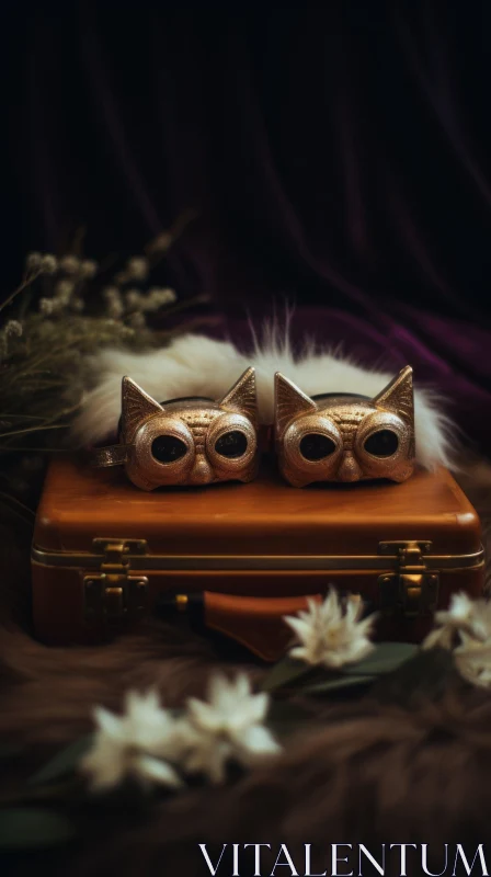 Steampunk Goggles on Vintage Suitcase AI Image