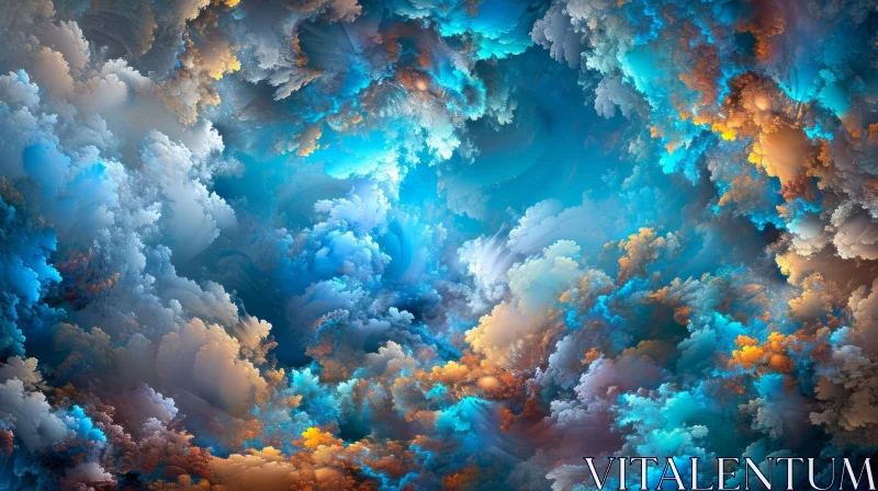 Surreal Cloudscape Fractal Art for Desktop Wallpaper AI Image