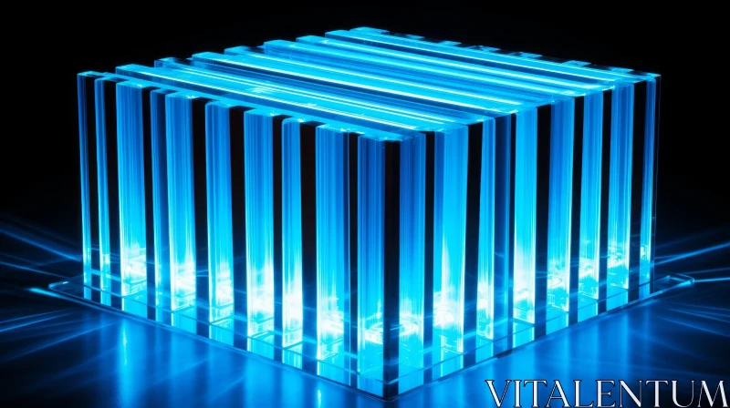 Blue Glowing Crystal 3D Rendering AI Image