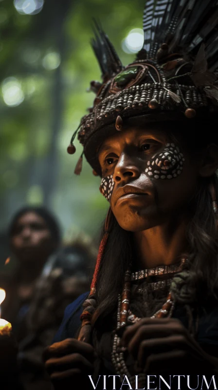 Captivating Forest Native Person Holding Candle - Amazon Rainforest AI Image