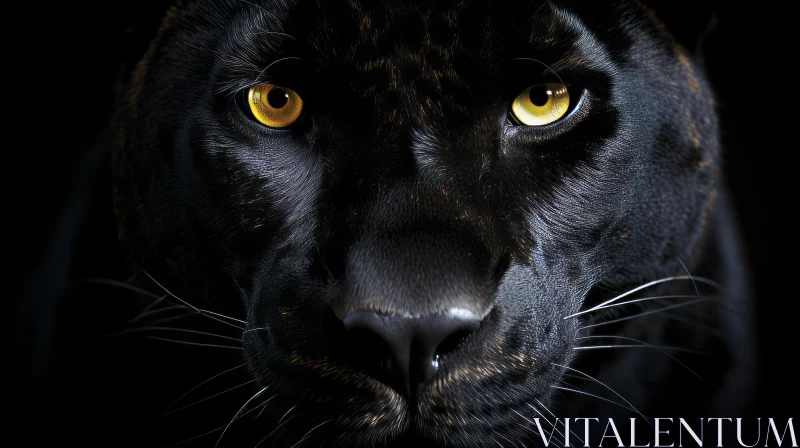 Intense Black Panther Face Close-up AI Image