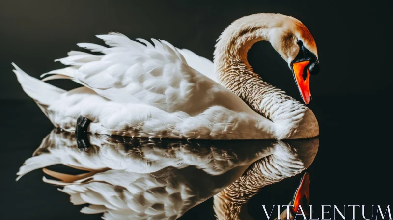 Majestic Swan Photography: Graceful White Bird in Lake Waters AI Image