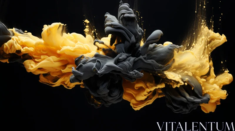 Black and Yellow Paint Splash in Water | Abstract Art AI Image