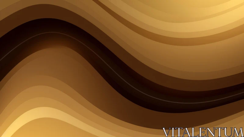 Brown & Gold Abstract Wave Pattern Background AI Image