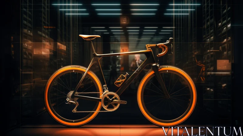 High-End 3D Rendering Bicycle in Glass Case AI Image
