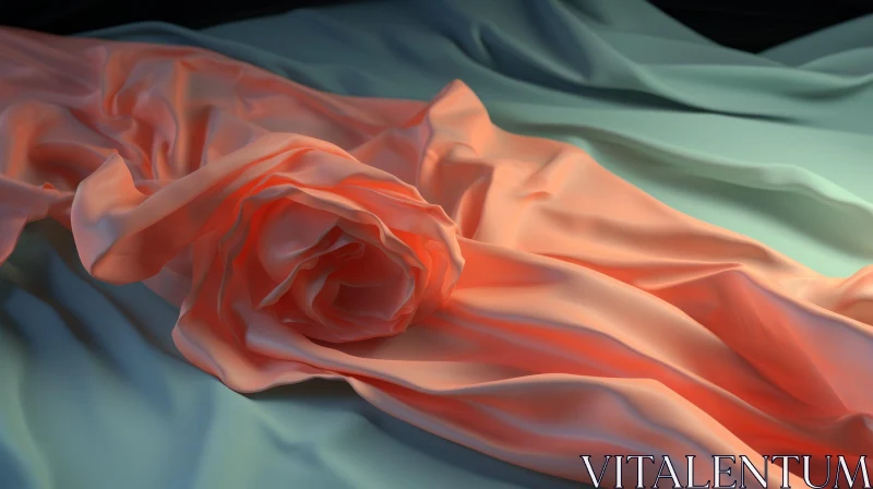 Pink Silk Rose on Blue Background - 3D Render AI Image