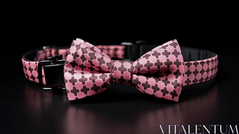 Elegant Floral Bow Tie Close-Up on Black Background AI Image
