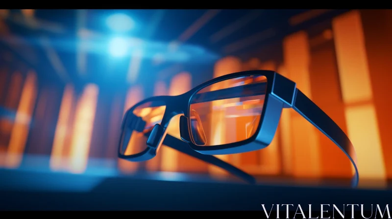 Futuristic Glasses in 3D Rendering on Orange Background AI Image