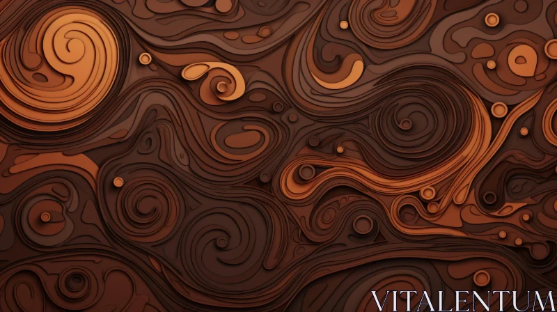 Intricate Brown and Orange Swirls - Abstract 3D Background AI Image