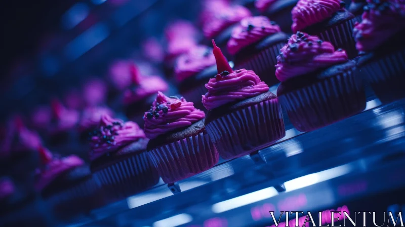 Close-Up Image of Cupcakes with Pink Frosting and Sprinkles AI Image