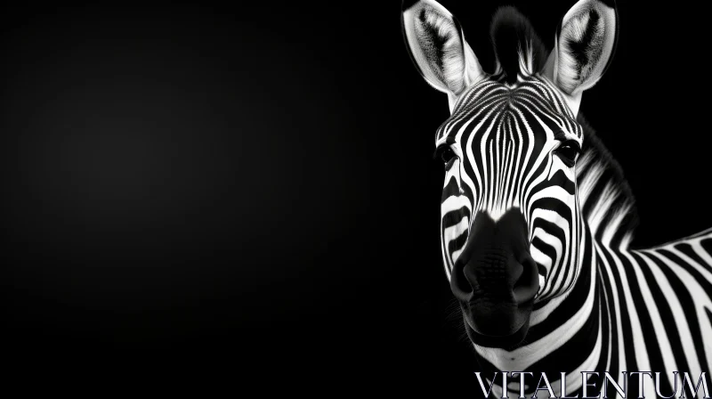 Intense Black and White Zebra Portrait AI Image