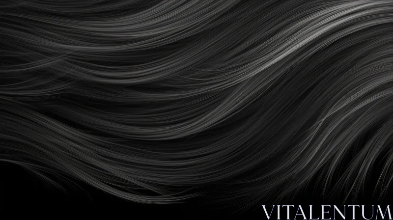 Monochrome Wavy Hair Art - Abstract 3D Rendering AI Image
