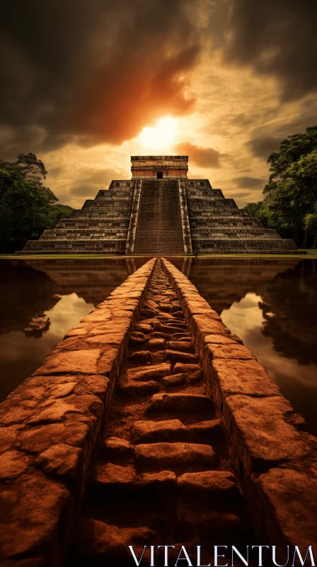 Pathway to a Temple in Chichen Itza: Dreamlike Surrealism AI Image