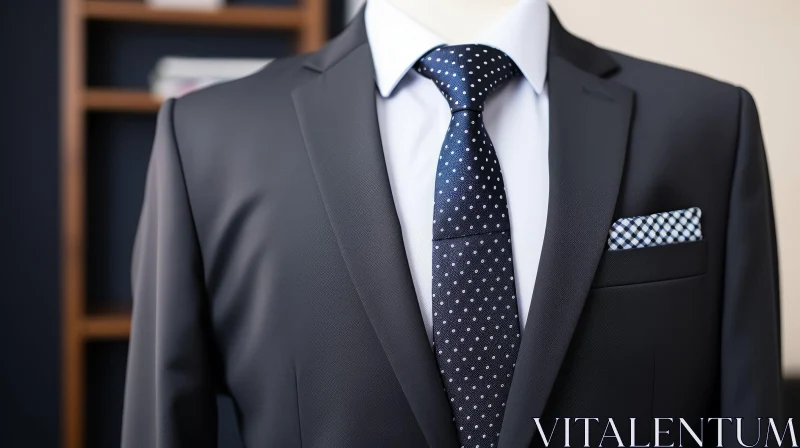Elegant Man's Dark Suit with Blue Tie | Fashion Photography AI Image