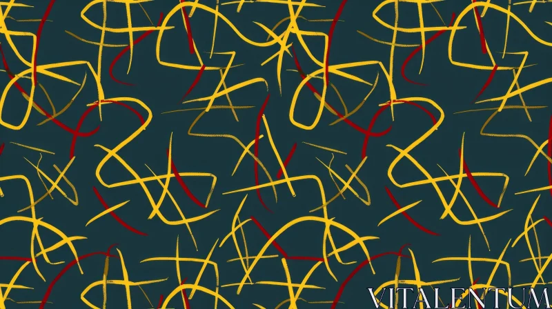 Abstract Brushstrokes Seamless Pattern in Yellow and Red AI Image