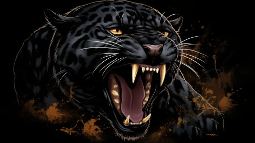 Intense Black Panther Digital Painting