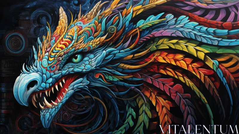 Captivating Dragon Artwork on Black Background AI Image
