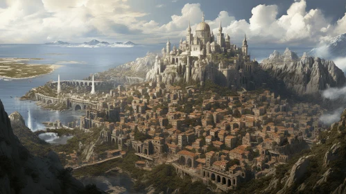 Enchanting City on a Mountain | Neoclassical Fantasy Art