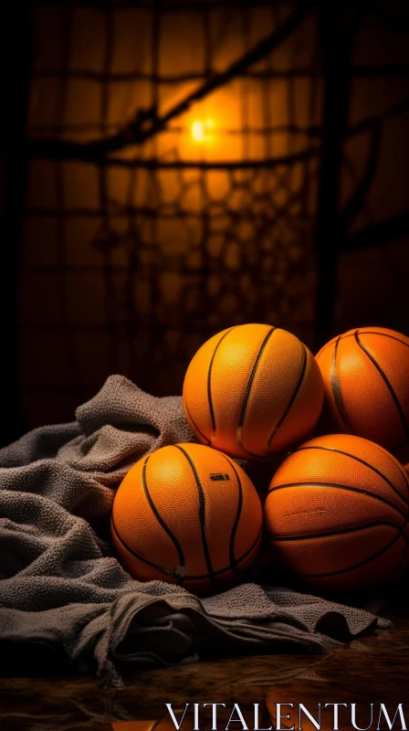 Orange Basketball Still Life Composition AI Image