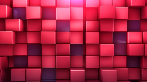 Red and Purple 3D Cubes Wall - Futuristic Abstract Art