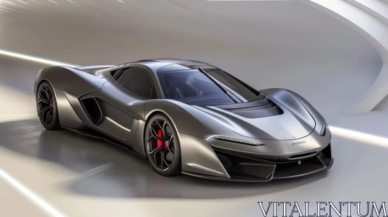 Sleek Silver Sports Car: Futuristic Design AI Image