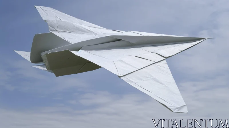Ethereal Paper Plane in Blue Sky AI Image