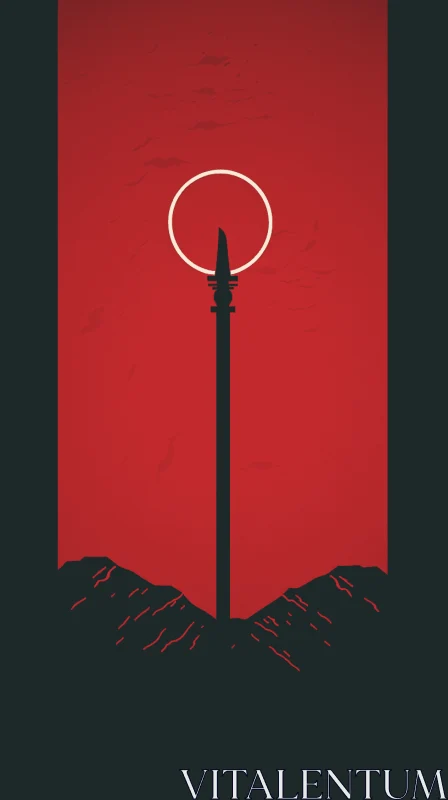 Black Sword on Red Ground: A Captivating Graphic Design Poster Art AI Image