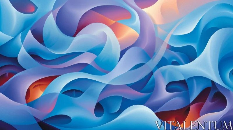 Blue, Purple, and Orange Abstract Painting AI Image